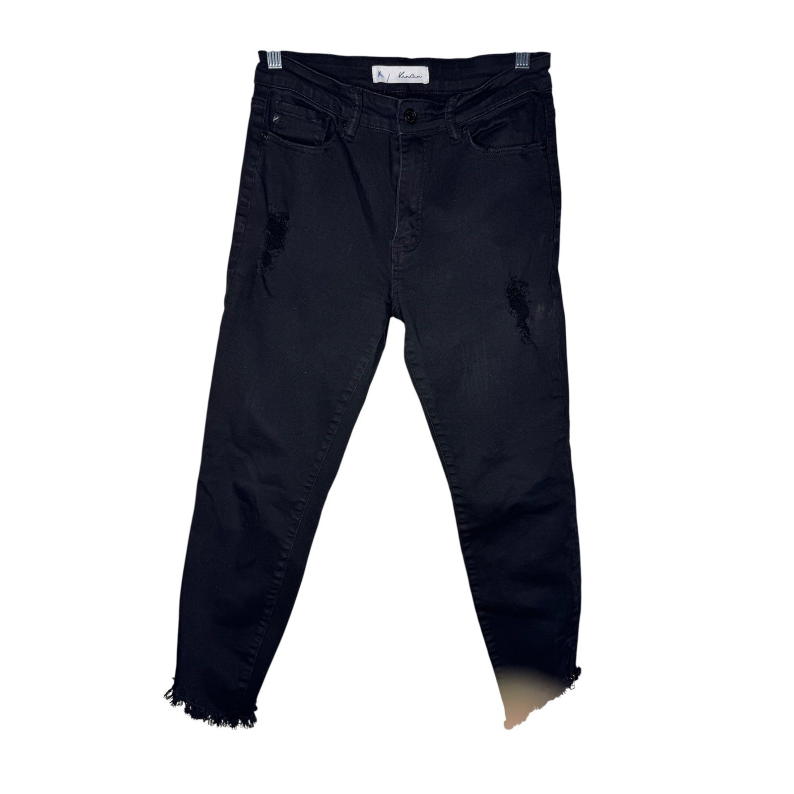 Women's Kancan Black Distressed Stretch Skinny Jeans Ankle Sz 9/28